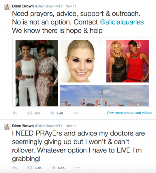 Diem Brown MTV Twitter cancer